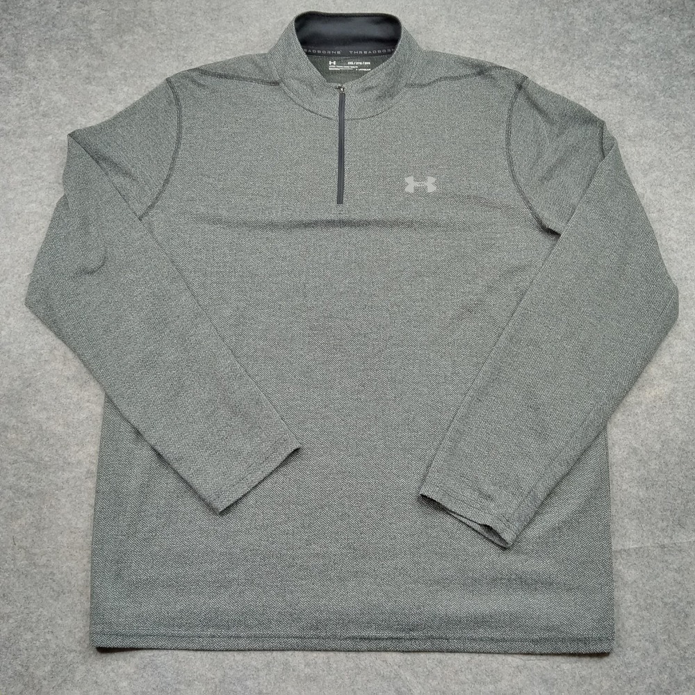 Under Armour Pullover Mens 2XL‎ Gray Quarter Zip Threadborne HeatGear Loose Fit